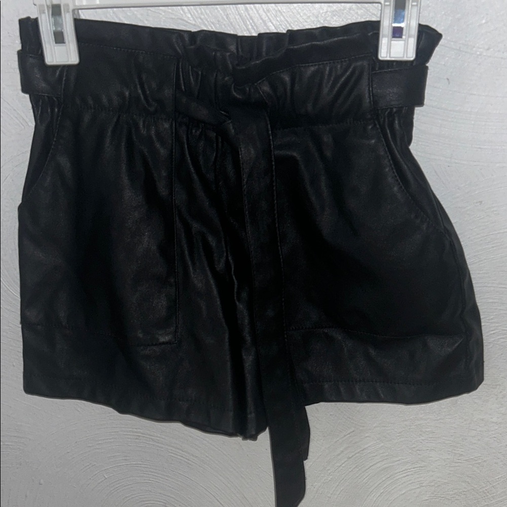 Small leather Black Women's Shorts